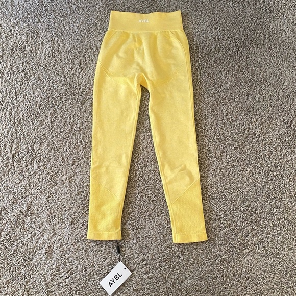 NWT AYBL yellow seamless compression workout high waisted leggings size XS - Picture 10 of 12